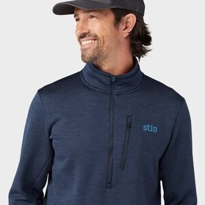 Stio Glide Power Stretch Half Zip Mens XL Navy Blue Polartec Fleece Pullover